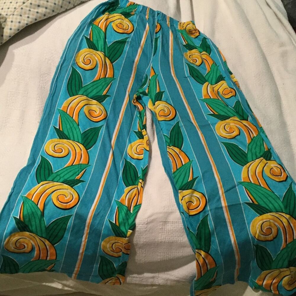 Sisley vintage Floral cotton wide leg pants NWOT